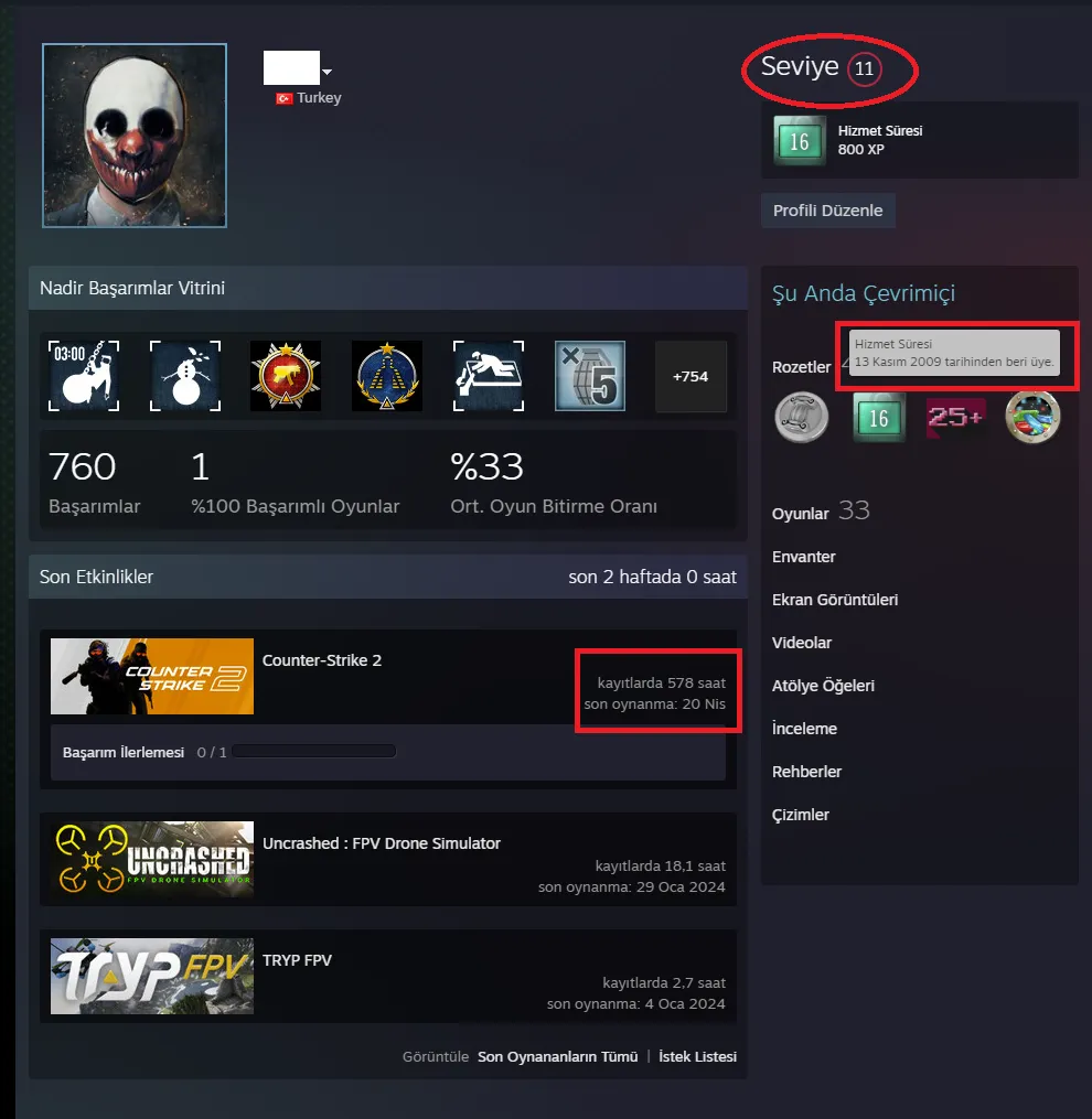 Ekran Görüntüsü 2 - ANINDA TESLİM | 7 MADALYA | 578 SAAT | FACEIT