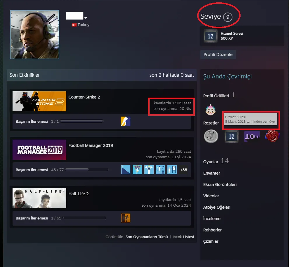 Ekran Görüntüsü 2 - ANINDA TESLİM | 11 MADALYA | 1909 SAAT | FACEIT