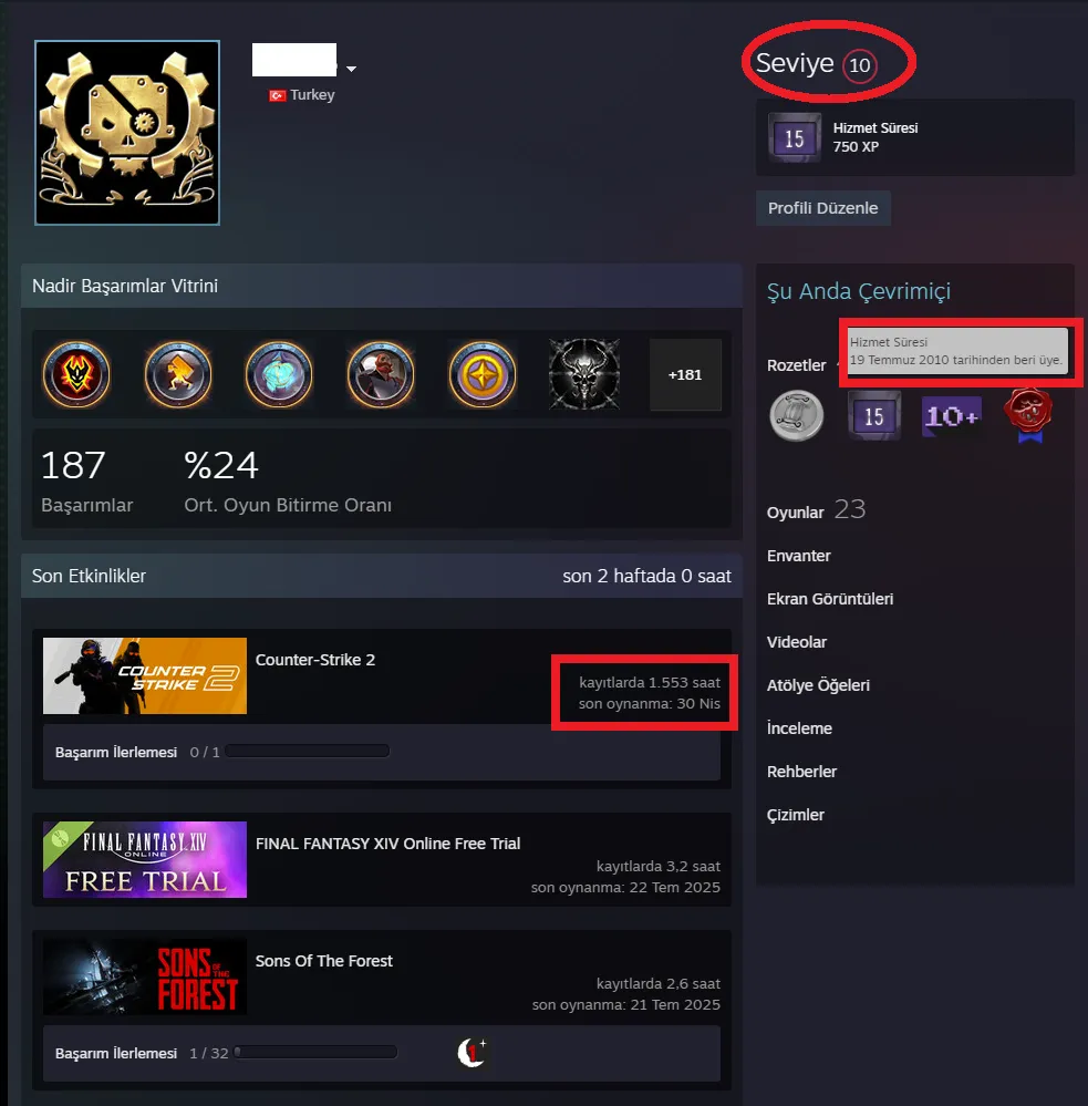 Ekran Görüntüsü 2 - ANINDA TESLİM | 11 MADALYA | 1553 SAAT | FACEIT