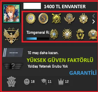 CS2 Prime Hesap Satın Al - ANINDA TESLİM | 9 MADALYA | 1082 SAAT | ENVNTER