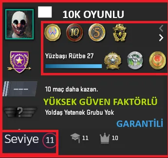 ANINDA TESLİM | 7 MADALYA | 578 SAAT | FACEIT satın al