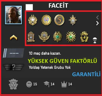 ANINDA TESLİM | 11 MADALYA | 1909 SAAT | FACEIT satın al