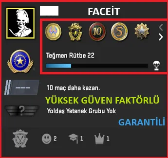 ANINDA TESLİM | 5 MADALYA | 313 SAAT | FACEIT satın al