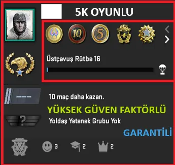 ANINDA TESLİM | 5 MADALYA | 296 SAAT | FACEIT satın al