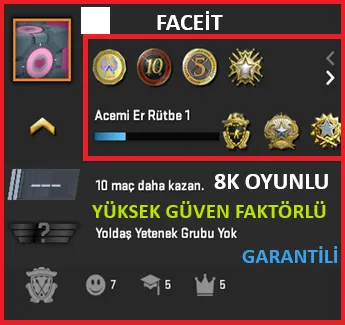 CS2 Prime Hesap Satın Al - ANINDA TESLİM | 7 MADALYA | 917 SAAT | FACEIT